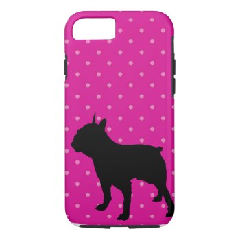 Boston Terrier On Pink Polka Dots Iphone 7 Case by greatgear at Zazzle