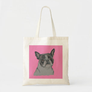 Boston Terrier  on Pink Tote Bag