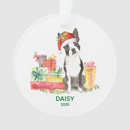 Boston Terrier Ornament with Dog Name