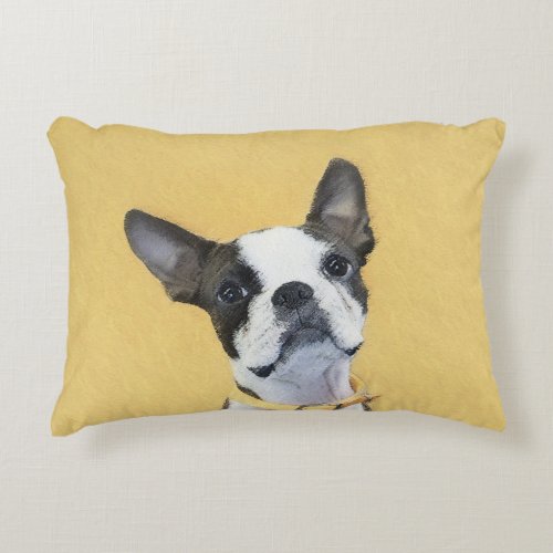 Boston Terrier Painting _ Cute Original Dog Art Accent Pillow