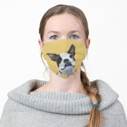 Boston Terrier Painting _ Cute Original Dog Art Adult Cloth Face Mask