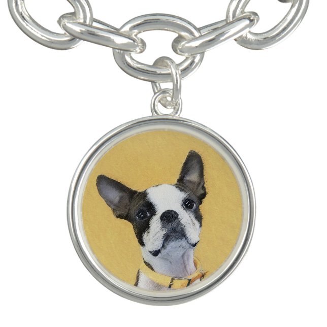 Boston Terrier Painting - Cute Original Dog Art Bracelet (Design)
