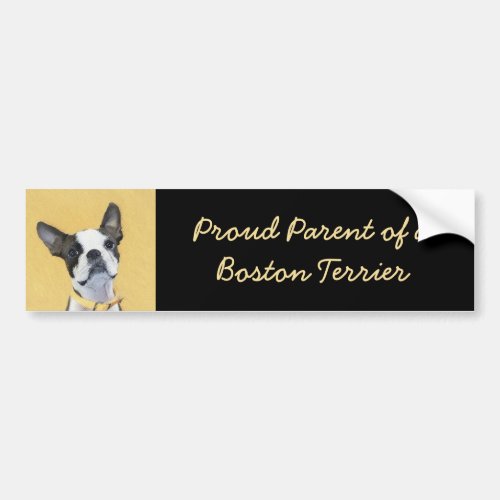 Boston Terrier Painting _ Cute Original Dog Art Bumper Sticker