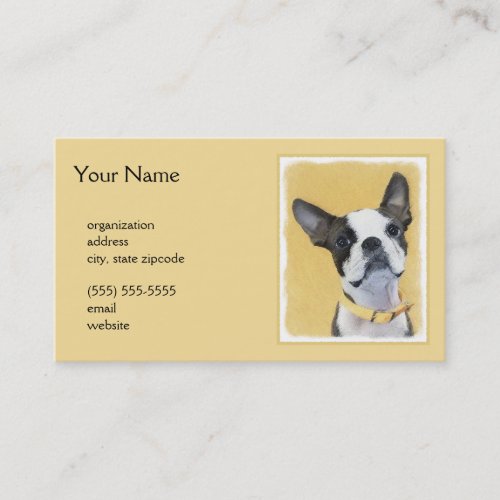 Boston Terrier Painting _ Cute Original Dog Art Business Card