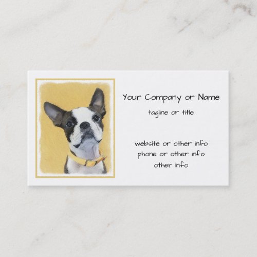 Boston Terrier Painting _ Cute Original Dog Art Business Card