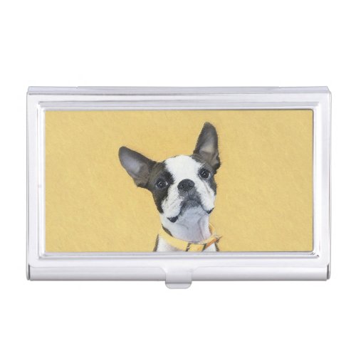 Boston Terrier Painting _ Cute Original Dog Art Business Card Case