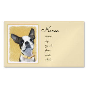 Boston Terrier Painting - Cute Original Dog Art Business Card Magnet