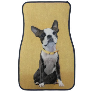 Boston Terrier Painting - Cute Original Dog Art Car Floor Mat