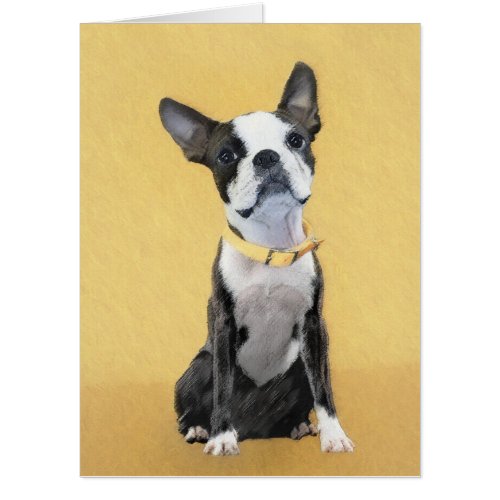 Boston Terrier Painting _ Cute Original Dog Art Card