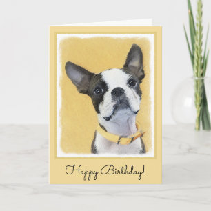 Boston Terrier Painting - Cute Original Dog Art Card
