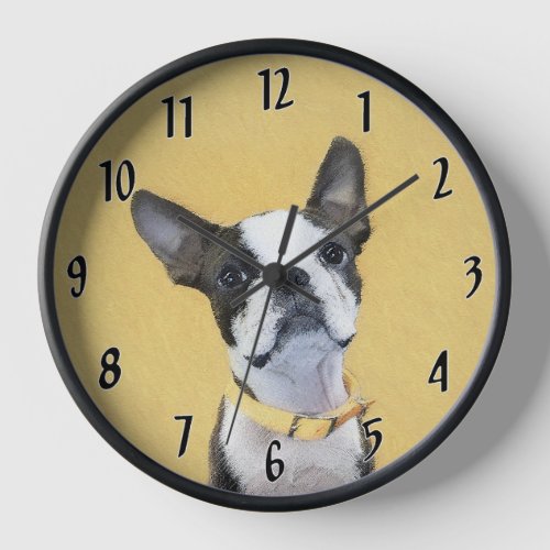 Boston Terrier Painting _ Cute Original Dog Art Clock