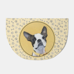 Boston Terrier Painting - Cute Original Dog Art Doormat