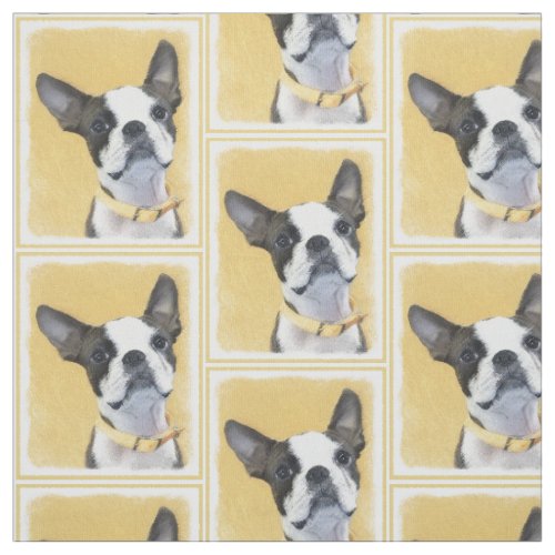 Boston Terrier Painting _ Cute Original Dog Art Fabric