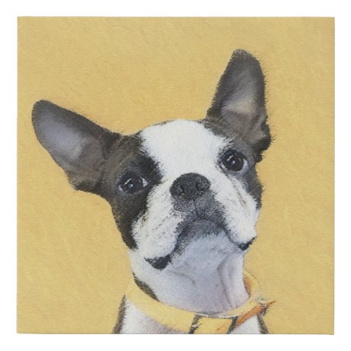 Boston Terrier Painting _ Cute Original Dog Art Faux Canvas Print