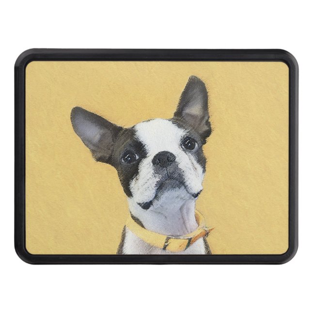 Boston Terrier Painting - Cute Original Dog Art Hitch Cover (Front)