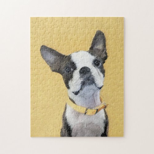 Boston Terrier Painting _ Cute Original Dog Art Jigsaw Puzzle