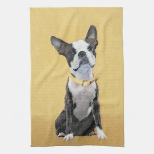 Boston Terrier Painting _ Cute Original Dog Art Kitchen Towel