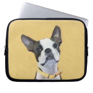 Boston Terrier Painting - Cute Original Dog Art Laptop Sleeve