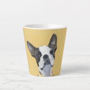 Boston Terrier Painting - Cute Original Dog Art Latte Mug
