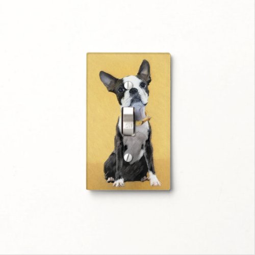 Boston Terrier Painting _ Cute Original Dog Art Light Switch Cover