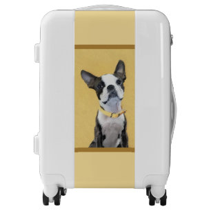 Boston Terrier Painting - Cute Original Dog Art Luggage