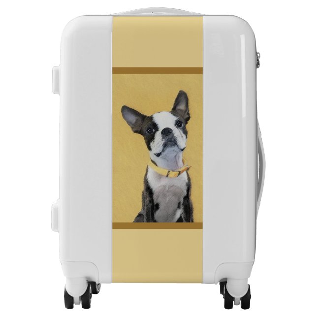 Boston Terrier Painting - Cute Original Dog Art Luggage (Front)