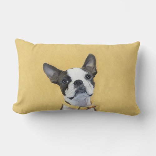 Boston Terrier Painting _ Cute Original Dog Art Lumbar Pillow