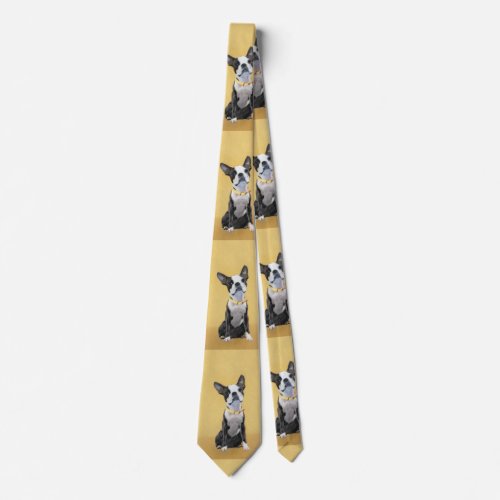 Boston Terrier Painting _ Cute Original Dog Art Neck Tie