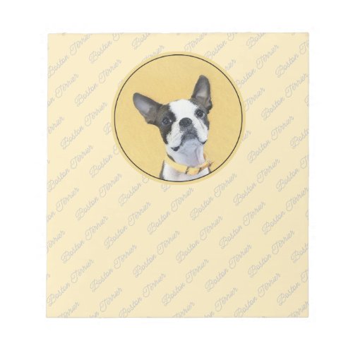 Boston Terrier Painting _ Cute Original Dog Art No Notepad
