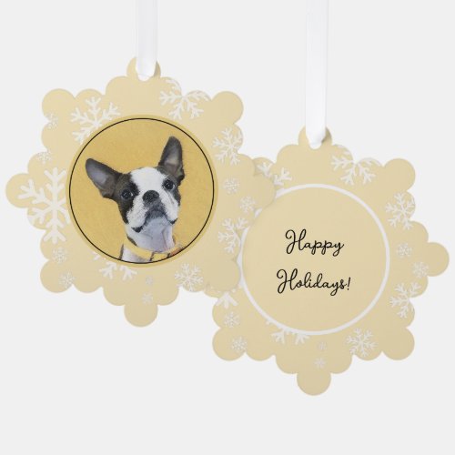 Boston Terrier Painting _ Cute Original Dog Art Ornament Card