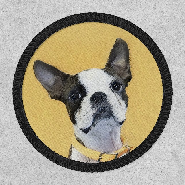 Boston Terrier Painting - Cute Original Dog Art Patch (Front)