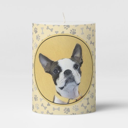 Boston Terrier Painting _ Cute Original Dog Art Pillar Candle