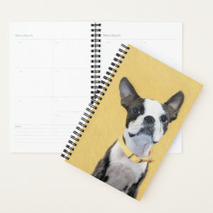 Boston Terrier Painting - Cute Original Dog Art Planner