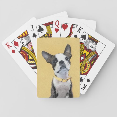 Boston Terrier Painting _ Cute Original Dog Art Playing Cards