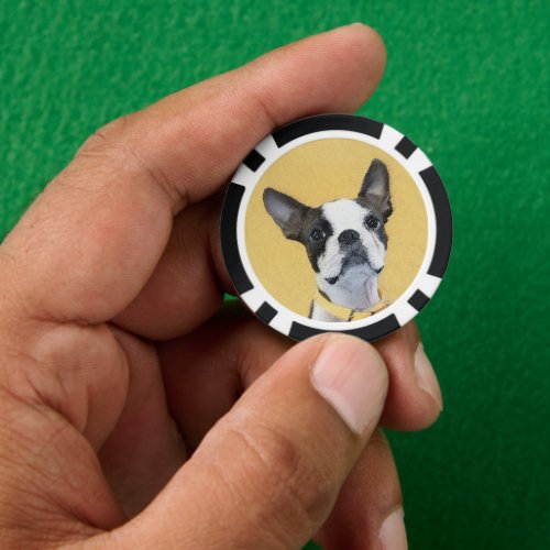 Boston Terrier Painting _ Cute Original Dog Art Poker Chips