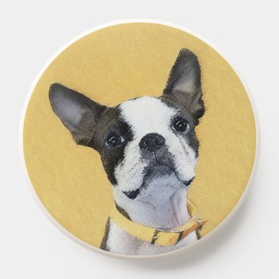 Boston Terrier Painting - Cute Original Dog Art PopSocket