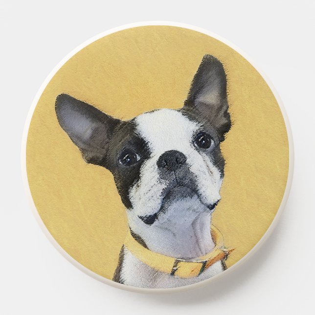 Boston Terrier Painting - Cute Original Dog Art PopSocket (Popsocket)