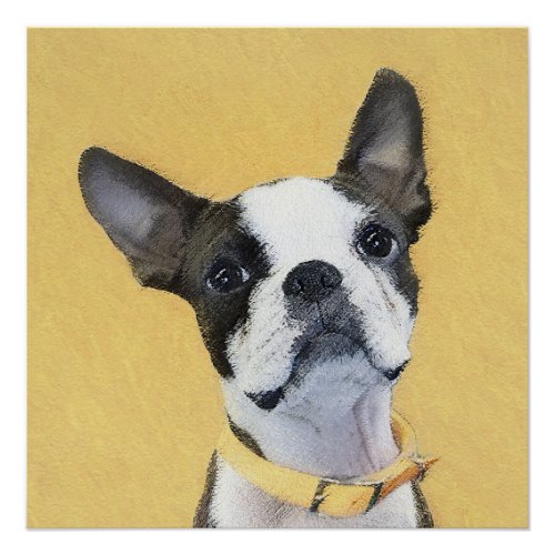 Boston Terrier Painting _ Cute Original Dog Art Poster