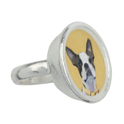 Boston Terrier Painting _ Cute Original Dog Art Ring