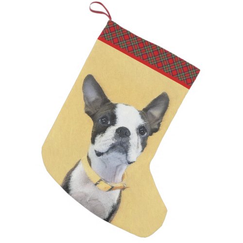 Boston Terrier Painting _ Cute Original Dog Art Small Christmas Stocking