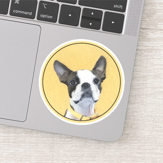 Boston Terrier Painting - Cute Original Dog Art Sticker (Detail)