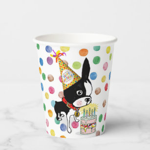 Boston Terrier paper birthday cup Mirabelle
