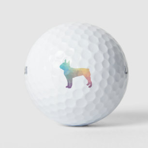 Boston Terrier Pastel Geo Pattern Silhouette Golf Balls