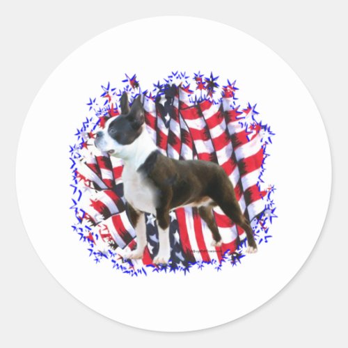 Boston Terrier Patriot Classic Round Sticker