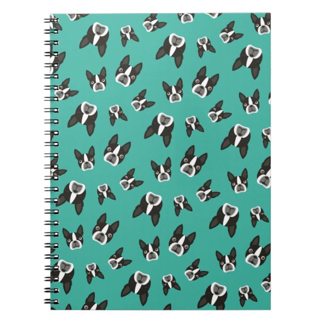 Boston Terrier Pattern Notepad - Teal Notebook (Front)