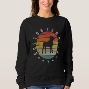 Boston Terrier Paw Vintage Retro Dad Mom Women Pet Sweatshirt