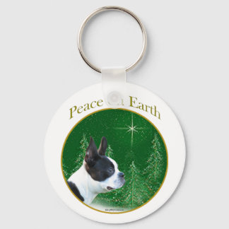 Boston Terrier Peace Keychain
