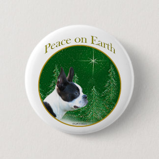 Boston Terrier Peace Pinback Button