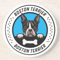 Boston Terrier Peeking Illustration Badge