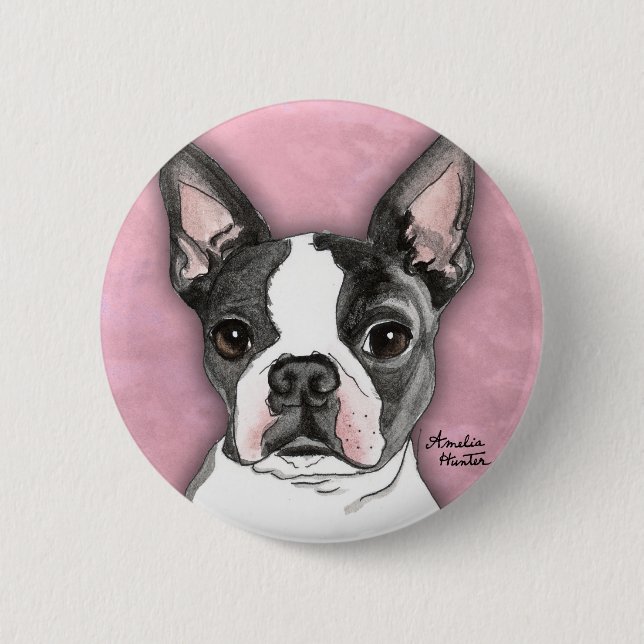 Boston Terrier Pinback Button (Front)